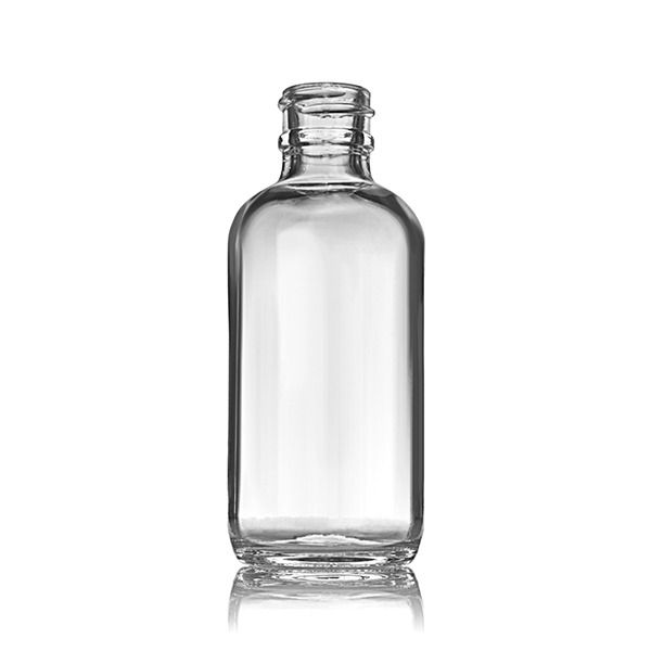 32oz (960ml) Flint (Clear) Boston Round Glass Bottle - 33-400 Neck