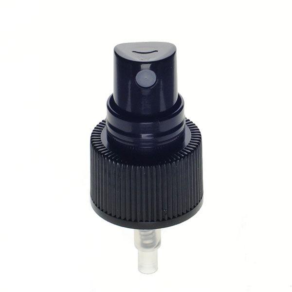 24-410 Black Rib Side Plastic Fine Mist Sprayer with Clear Hood - 0.15cc Output 10